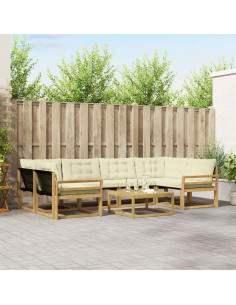 Set di divani da esterno 7 pcs Bianco e Crema 79 x 79 x 37 cm