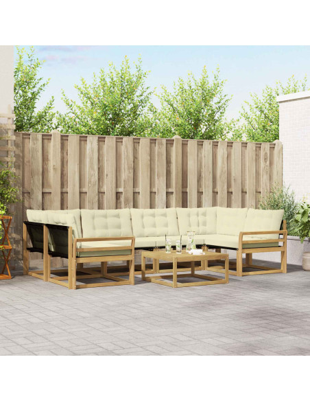 Set di divani da esterno 7 pcs Bianco e Crema 79 x 79 x 37 cm