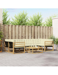 Set di divani da esterno 7 pcs Bianco e Crema 79 x 79 x 37 cm