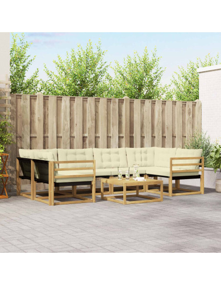Set di divani da esterno 7 pcs Bianco e Crema 79 x 79 x 37 cm