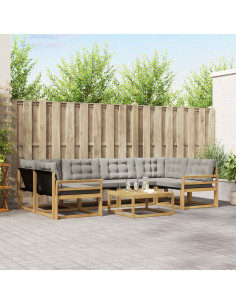 Set di divani da esterno 7 pcs Bianco e Grigio Chiaro