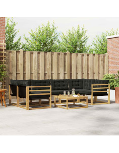 Set di divani da esterno 7 pcs Bianco e Nero 79 x 79 x 37 cm