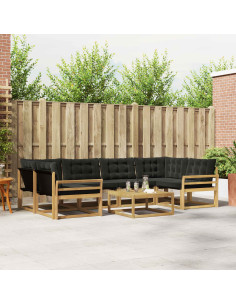 Set di divani da esterno 7 pcs Bianco e Nero 79 x 79 x 37 cm