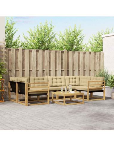 Set di divani da esterno 7 pcs Bianco e Beige 79 x 79 x 37 cm