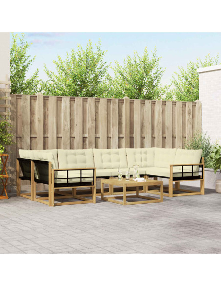 Set di divani da esterno 7 pcs Bianco e Crema 79 x 79 x 37 cm