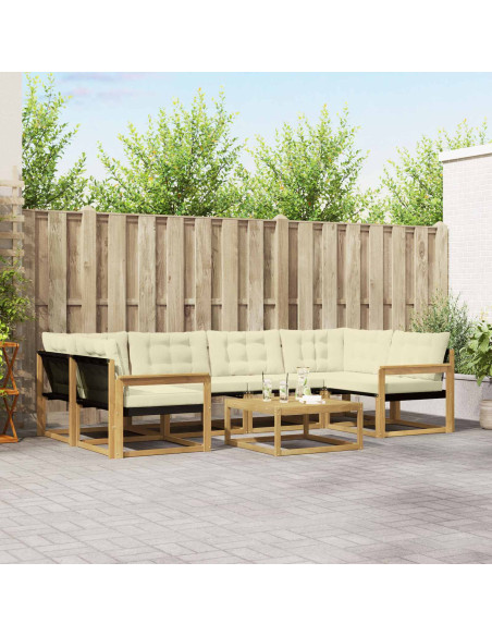 Set di divani da esterno 7 pcs Bianco e Crema 79 x 79 x 37 cm
