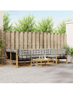 Set di divani da esterno 7 pcs Bianco e Grigio Chiaro