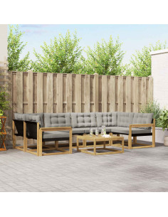 Set di divani da esterno 7 pcs Bianco e Grigio Chiaro