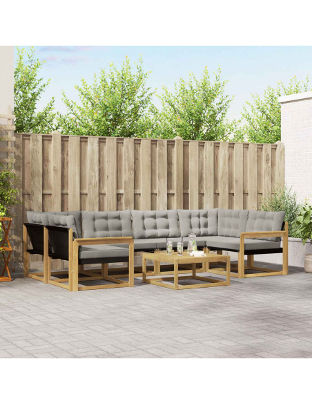 Set di divani da esterno 7 pcs Bianco e Grigio Chiaro
