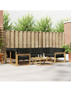 Set di divani da esterno 7 pcs Bianco e Nero 79 x 79 x 37 cm