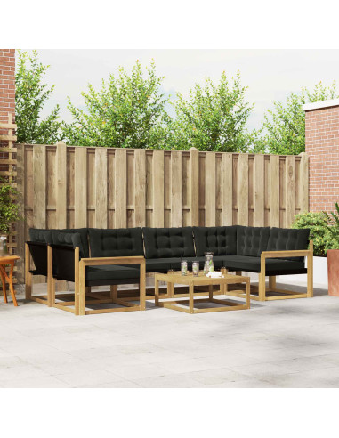 Set di divani da esterno 7 pcs Bianco e Nero 79 x 79 x 37 cm