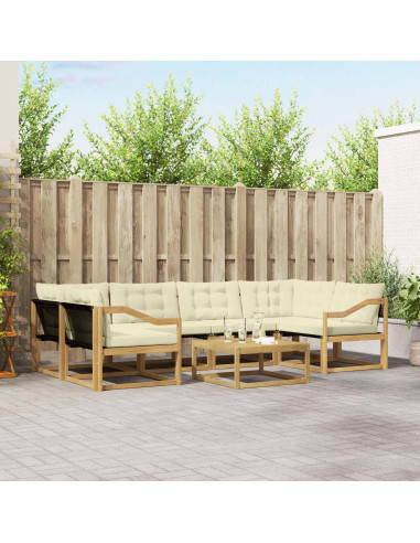 Set di divani da esterno 7 pcs Bianco e Crema 79 x 79 x 37 cm