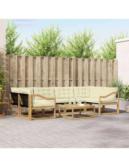 Set di divani da esterno 7 pcs Bianco e Crema 79 x 79 x 37 cm