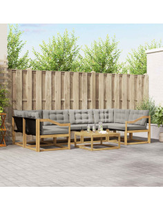 Set di divani da esterno 7 pcs Bianco e Grigio Chiaro