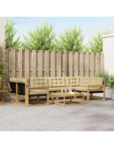 Set di divani da esterno 7 pcs Bianco e Beige 79 x 79 x 37 cm