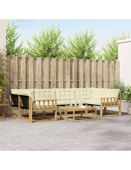 Set di divani da esterno 7 pcs Bianco e Crema 79 x 79 x 37 cm