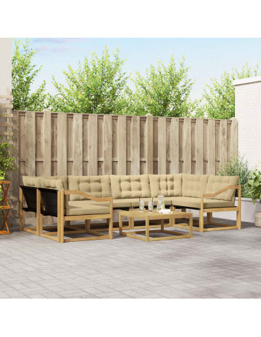 Set di divani da esterno 7 pcs Bianco e Beige 79 x 79 x 37 cm