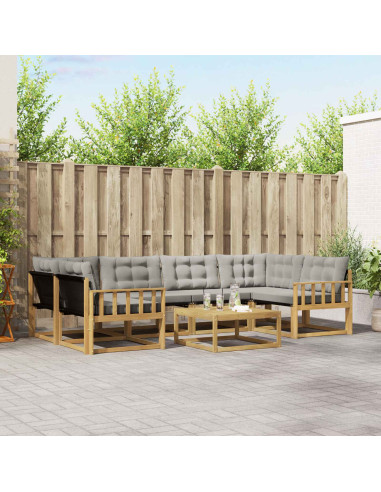Set di divani da esterno 7 pcs Bianco e Grigio Chiaro