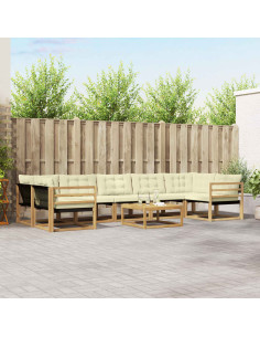 Set di divani da esterno 8 pcs Bianco e Crema 79 x 79 x 37 cm