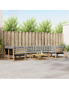 Set di divani da esterno 8 pcs Bianco e Grigio Chiaro