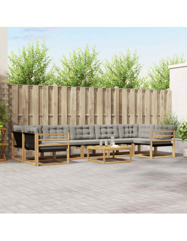 Set di divani da esterno 8 pcs Bianco e Grigio Chiaro