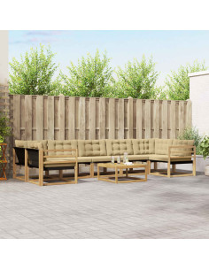 Set di divani da esterno 8 pcs Bianco e Beige 79 x 79 x 37 cm