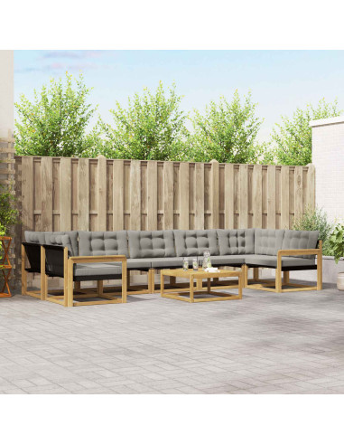 Set di divani da esterno 8 pcs Bianco e Grigio Chiaro