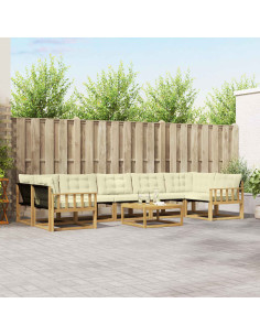 Set di divani da esterno 8 pcs Bianco e Crema 79 x 79 x 37 cm