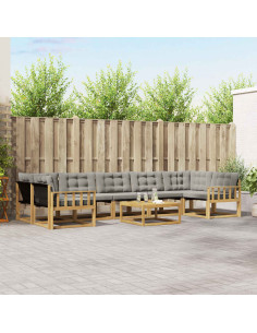 Set di divani da esterno 8 pcs Bianco e Grigio Chiaro