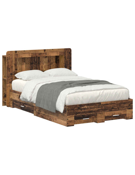 Telaio del letto con storage Legno antico 120 x 190 cm