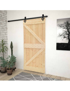 Porta scorrevole Naturale e Nero 90 x 210 cm