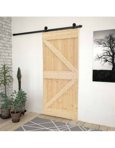 Porta scorrevole Naturale e Nero 90 x 210 cm