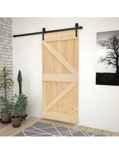 Porta scorrevole Naturale e Nero 90 x 210 cm