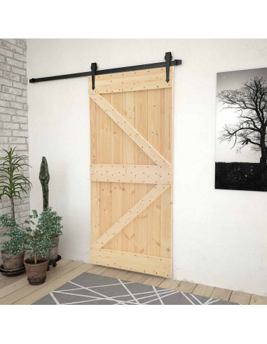 Porta scorrevole Naturale e Nero 100 x 210 cm