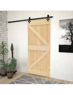 Porta scorrevole Naturale e Nero 100 x 210 cm