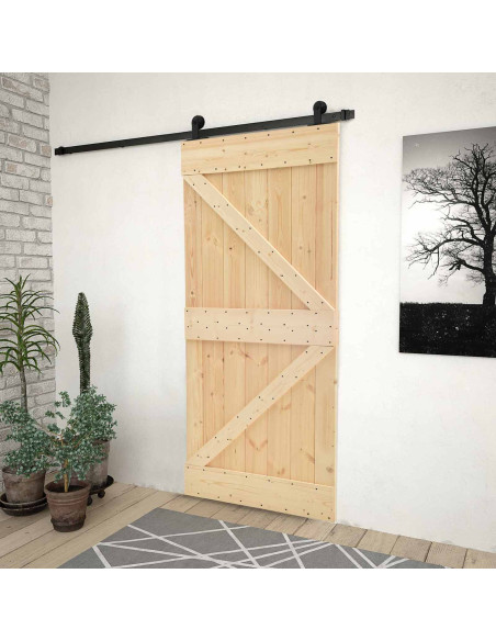 Porta scorrevole Naturale e Nero 100 x 210 cm
