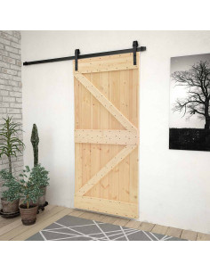 Porta scorrevole Naturale e Nero 100 x 210 cm
