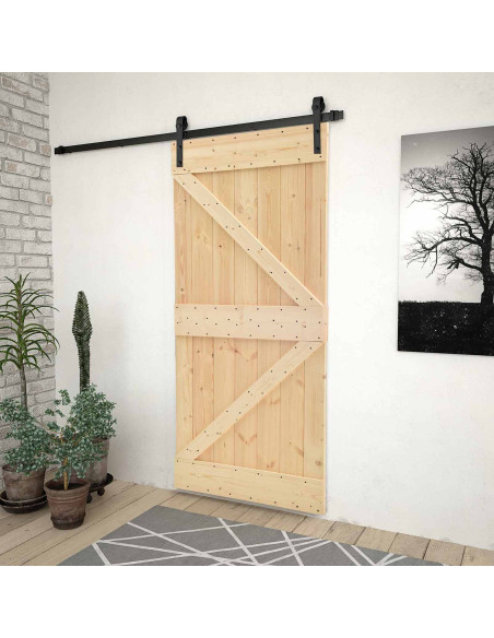 Porta scorrevole Naturale e Nero 100 x 210 cm