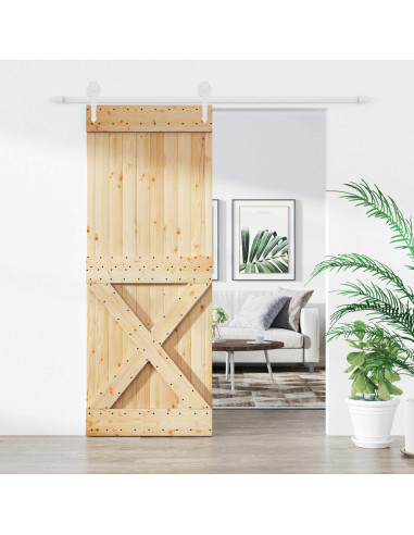 Porta scorrevole Naturale e Bianco 80 x 210 cm