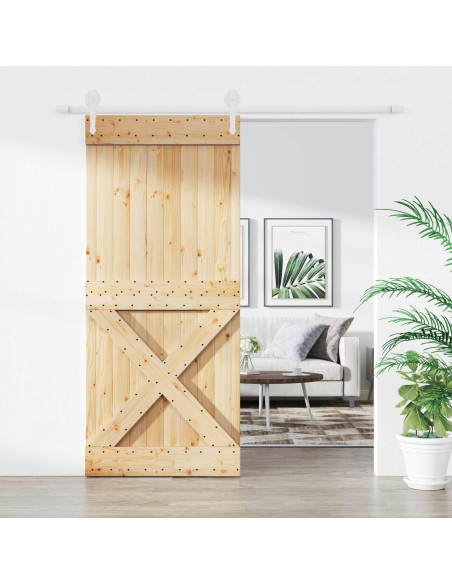 Porta scorrevole Naturale e Bianco 90 x 210 cm