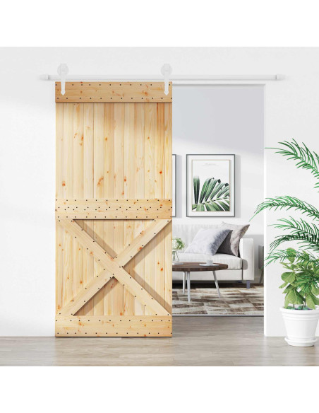 Porta scorrevole Naturale e Bianco 95 x 210 cm