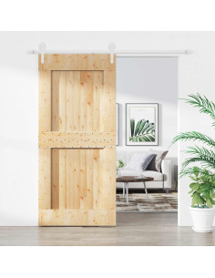 Porta scorrevole Naturale e Bianco 100 x 210 cm