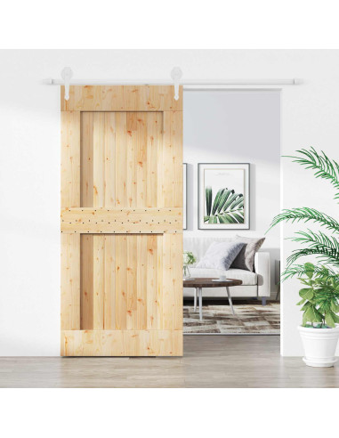Porta scorrevole Naturale e Bianco 100 x 210 cm