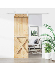 Porta scorrevole Naturale e Bianco 70 x 210 cm