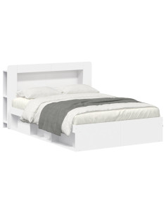 Telaio del letto con storage con testiera Bianco 140 x 200 cm