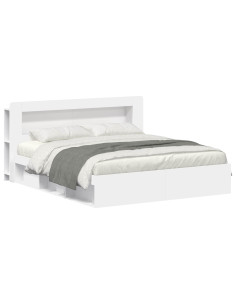 Telaio del letto con storage con testiera Bianco 180 x 200 cm