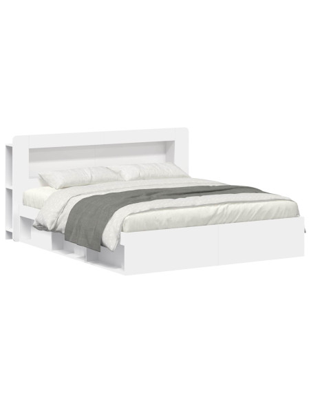 Telaio del letto con storage con testiera Bianco 180 x 200 cm