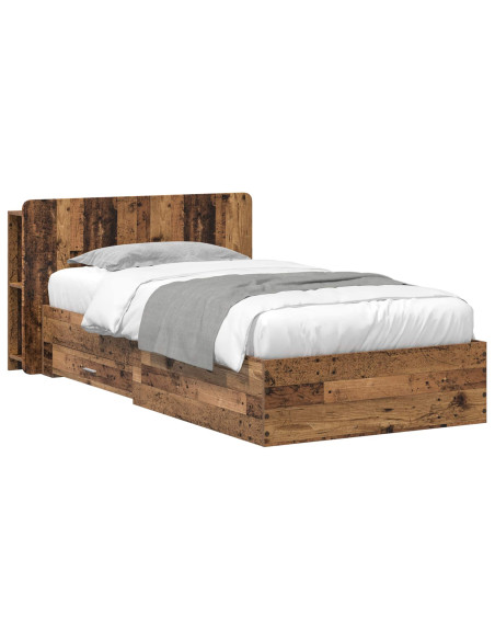 Telaio del letto con storage Legno antico 90 x 190 cm