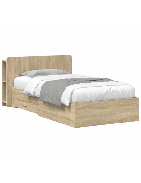 Telaio del letto con storage Rovere Sonoma 90 x 190 cm