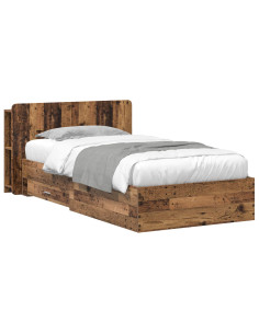 Telaio del letto con storage Legno antico 100 x 200 cm